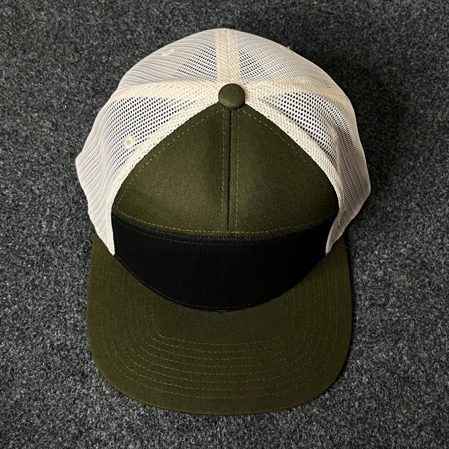 Capelli Sport Blank Trucker Cap – Olive, Black & White Mesh