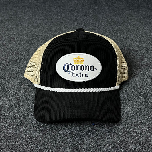 Corona Extra Black & Beige Rope Trucker Cap