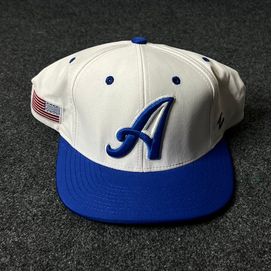 Capelli Sport “A” Fitted Cap – White & Royal Blue ( XL size )