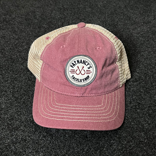 Patriarch’s Bait & Tackle Trucker Hat – Vintage Rose & Tan Mesh