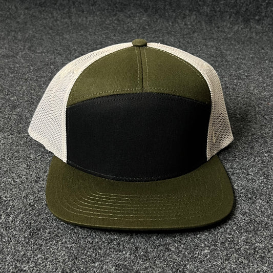 Capelli Sport Blank Trucker Cap – Olive, Black & White Mesh