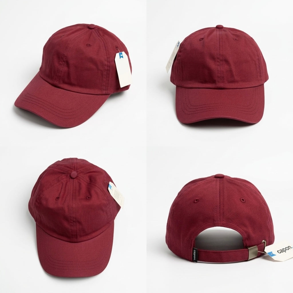 Adjustable Burgundy Maroon Unstructured Cotton Cap