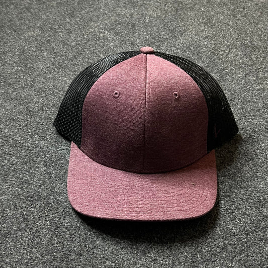 Maroon & Black Trucker Hat – Classic Mesh Snapback
