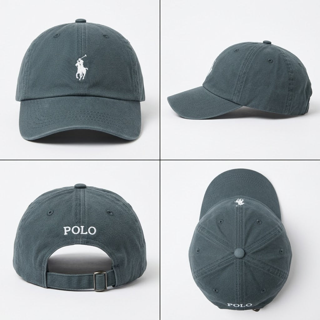 Charcoal Grey Cap with White Pony Embroidery