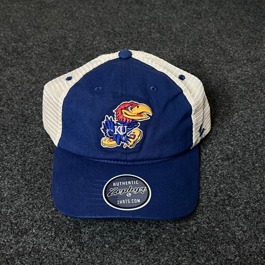 Kansas Jayhawks Trucker Hat – Blue & White Mesh Cap