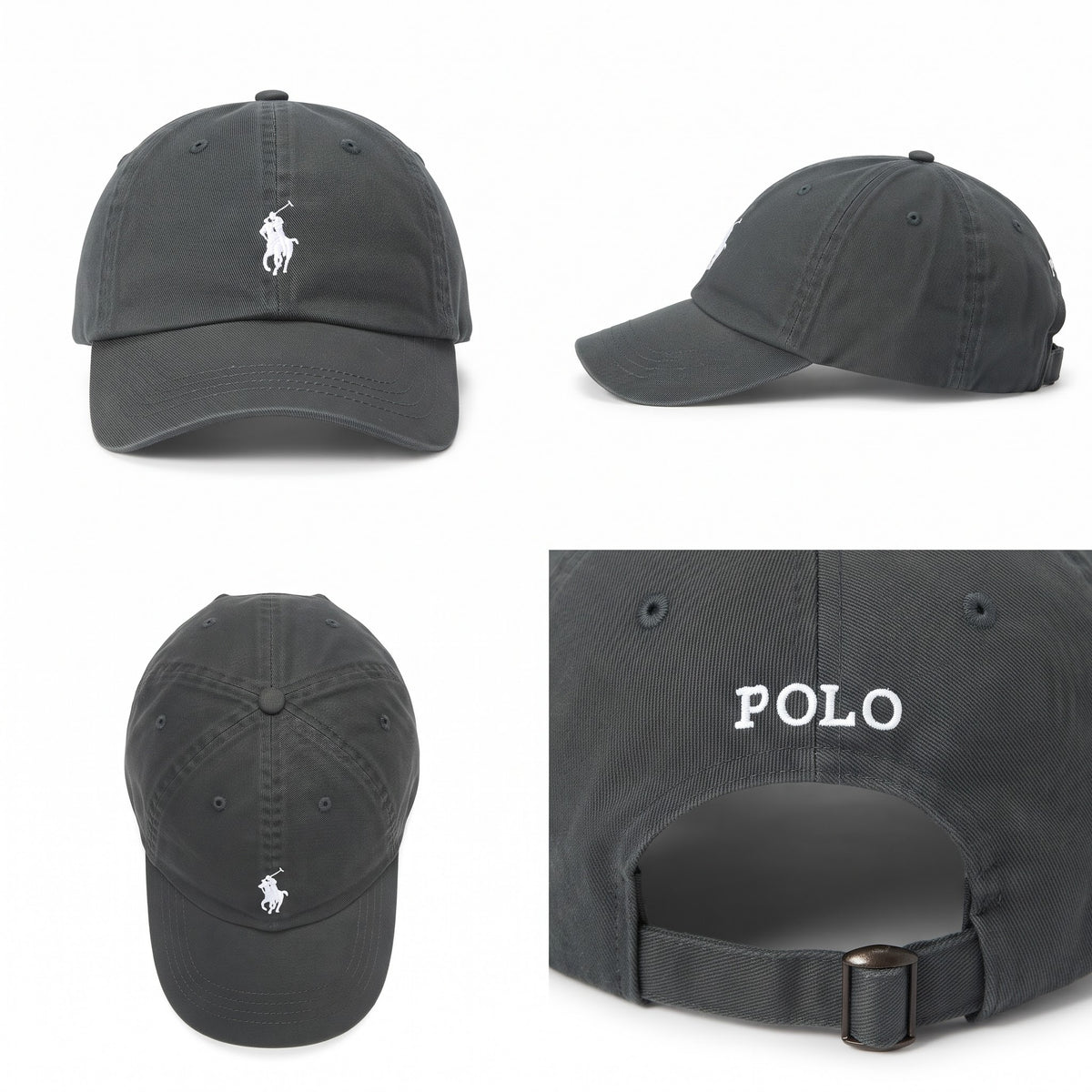 Dark Grey Cap with White Pony Embroidery