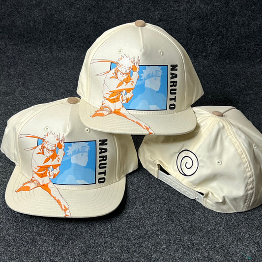 Naruto Flat Cap – Cream with Character Graphic