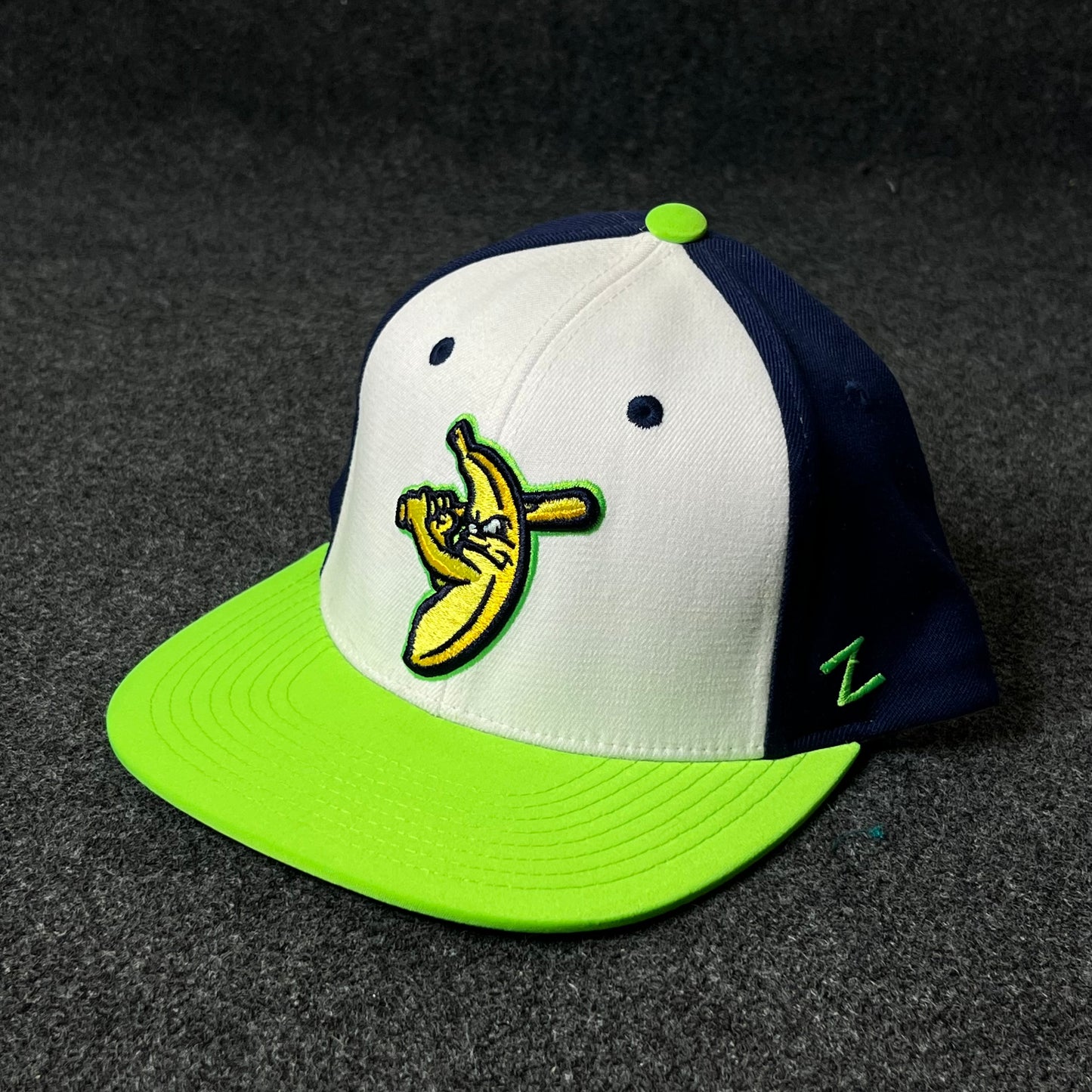 Capelli Sport Banana Mascot Fitted Cap – White, Navy & Neon Green ( L size )