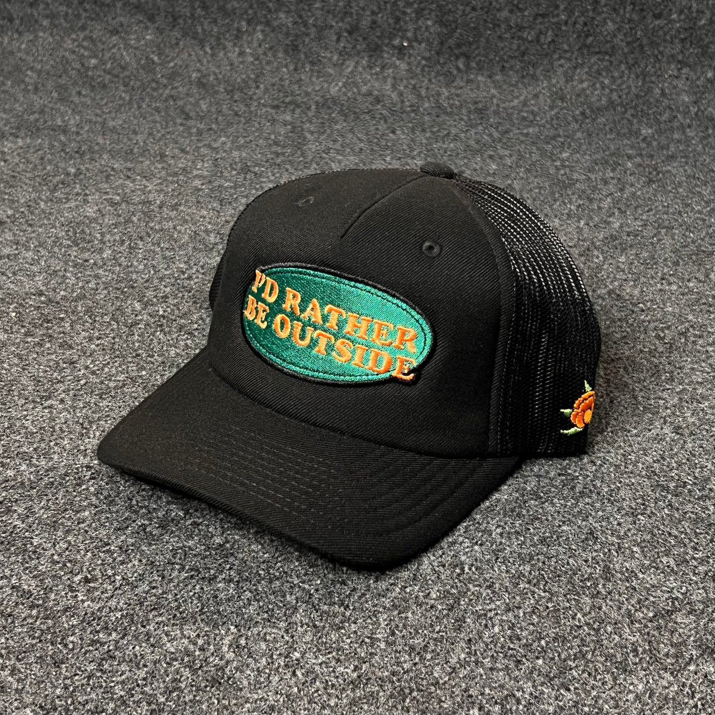 "I'd Rather Be Outside" trucker hat.