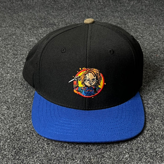 Chucky Flat Cap – Black , Blue & Red