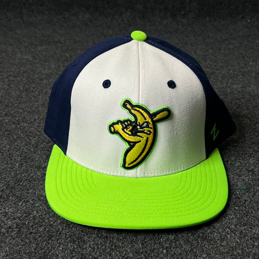 Capelli Sport Banana Mascot Fitted Cap – White, Navy & Neon Green ( L size )
