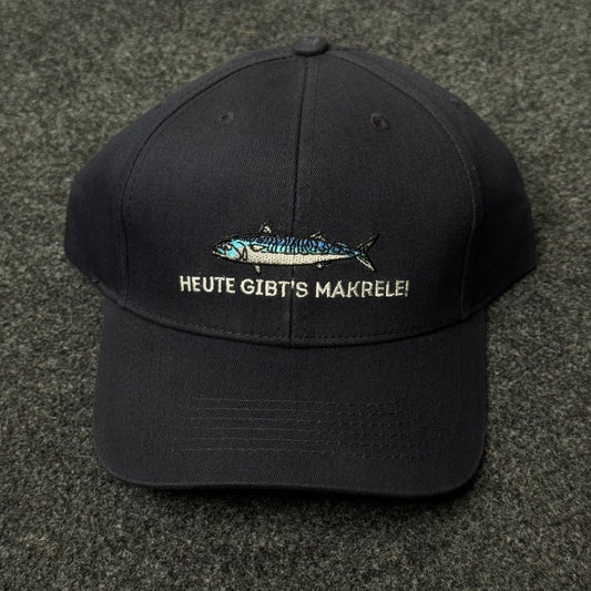 "Heute gibt's Makrele!" embroidered mackerel fish graphic Baseball cap