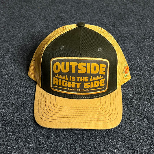 SQRTN Right Side Hooked Keps Olive/Yellow A-Frame Trucker Cap