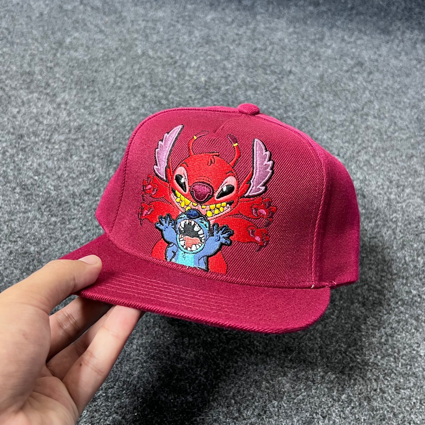 Disney Stitch Flat Brim Snapback Cap.