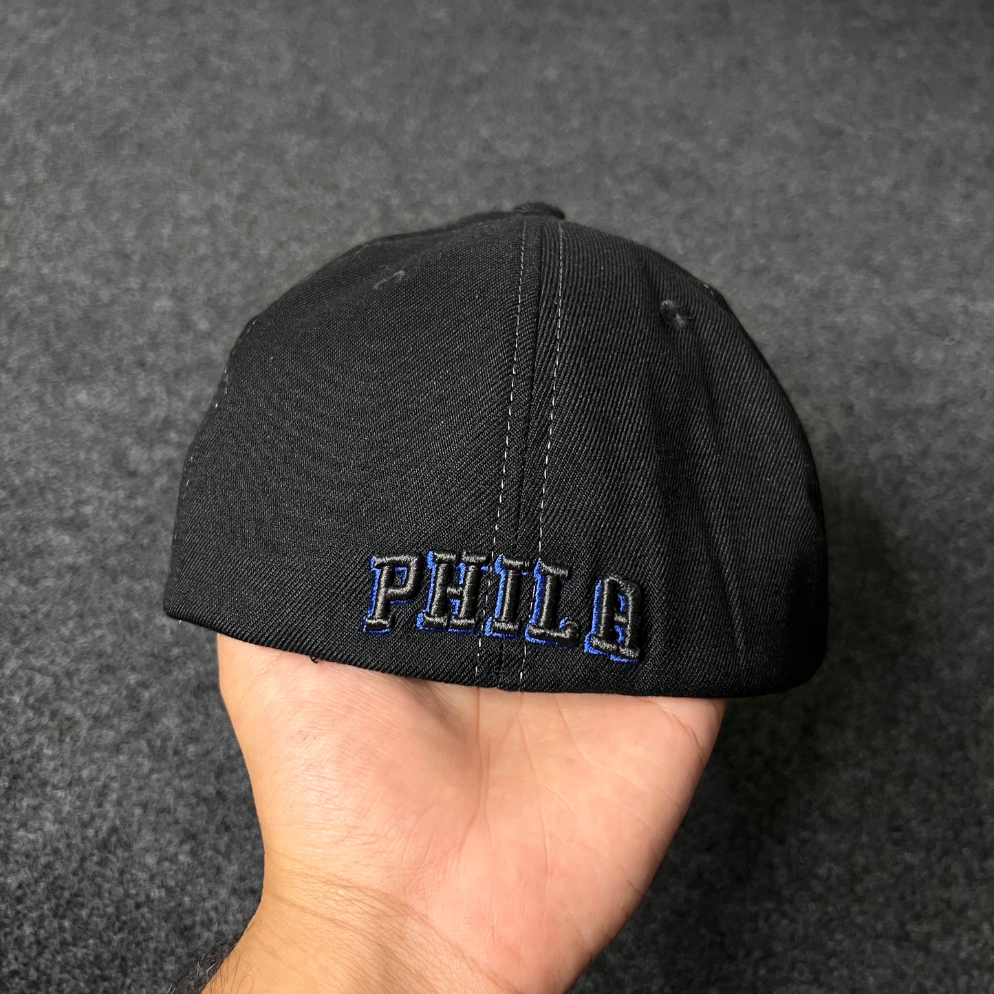 Philadelphia 76ers New Era Black On Black 9Fifty Fitted Hat (M size )