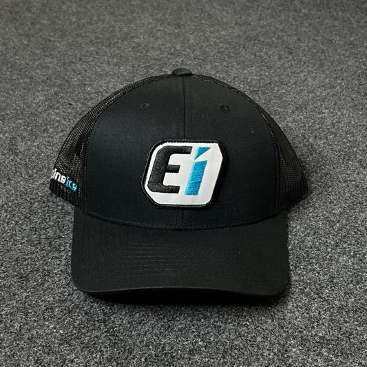 EI Logo Trucker Hat – Black Mesh Cap