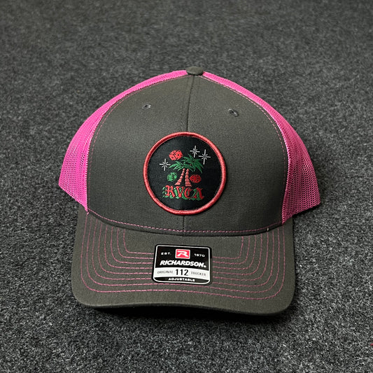 Campfire Nights Trucker Hat – Charcoal & Pink Mesh Cap