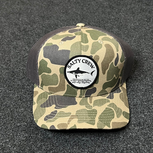 Salty Crew Camo Mesh Back Trucker Hat – Green Camo