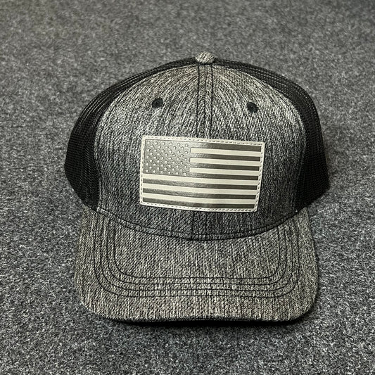American Flag Mesh Back Trucker Hat – Black & Gray