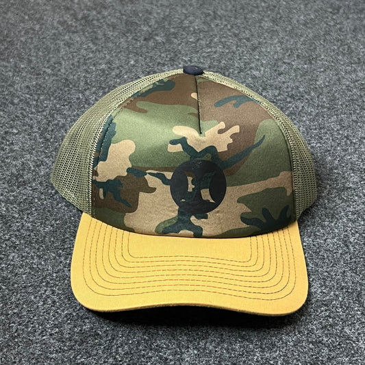 Camo Skull Mesh Back Trucker Hat – Camo & Gold