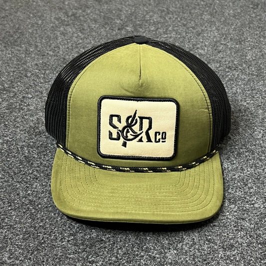 S&R Co. Rope Detail Mesh Back Baseball Cap – Olive & Black