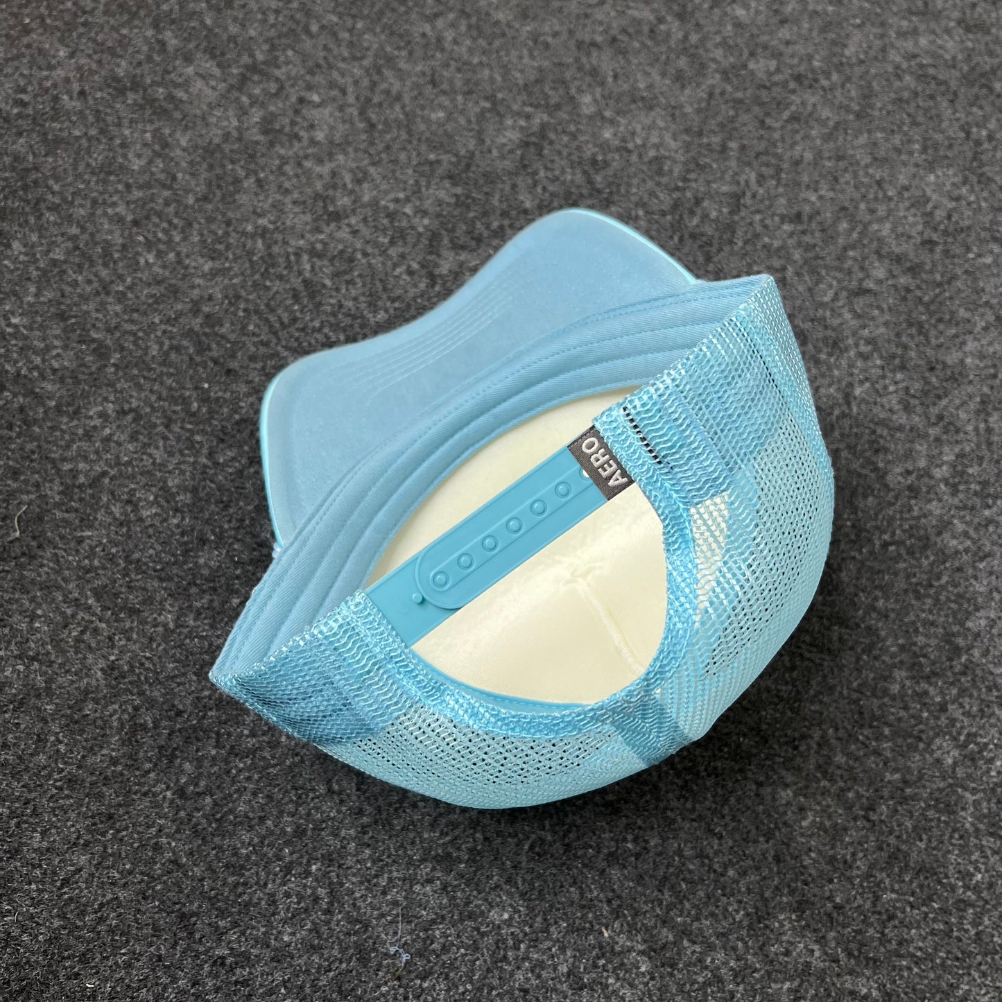 Good Vibes Mesh Back Baseball Cap – White & Light Blue