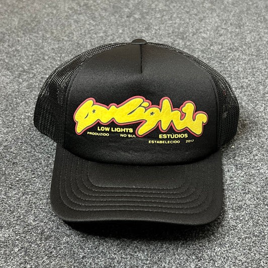 Gaslight Graphic Mesh Back Baseball Cap – Black