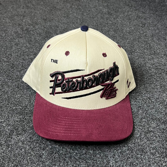Peterborough Petes Script Logo Hat – Cream & Maroon