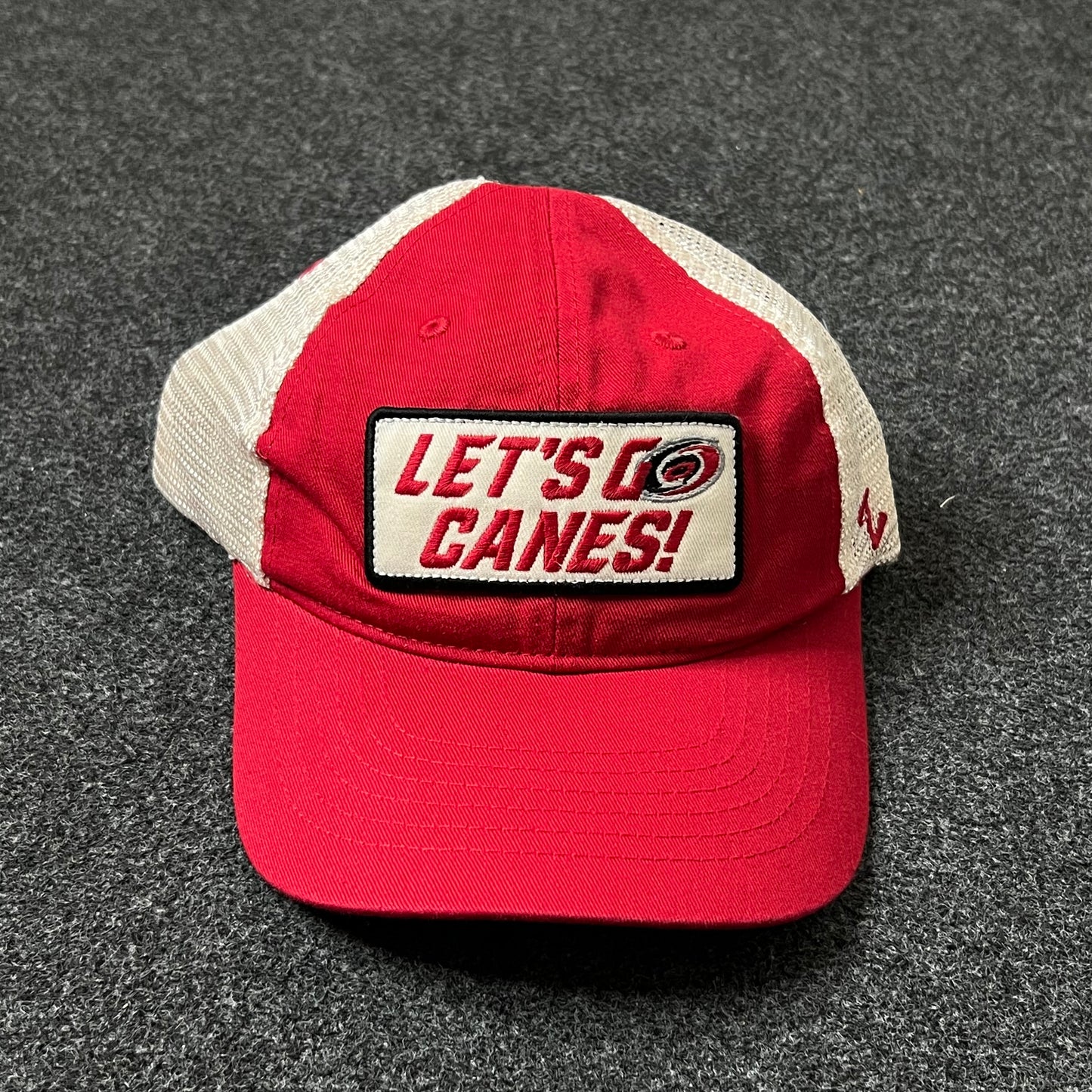 Carolina Hurricanes "Let’s Go Canes!" Trucker Hat – Red & White