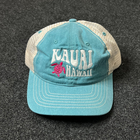 Kauai Hawaii Baseball Hat – Teal & White Mesh