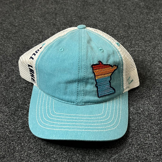 Minnesota State Outline Baseball Hat – Teal & White