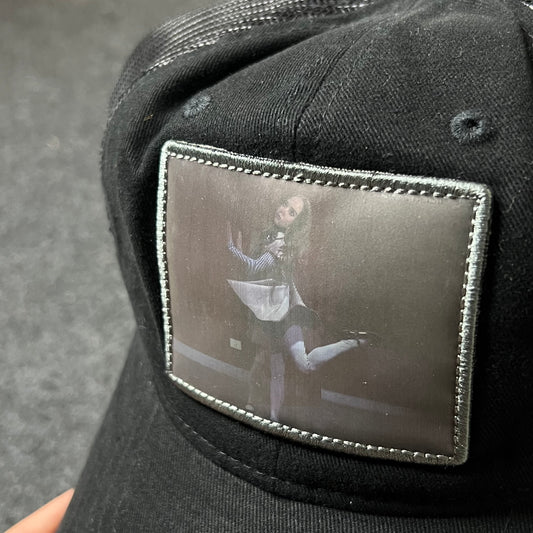 Black Trucker Hat with Photo Patch