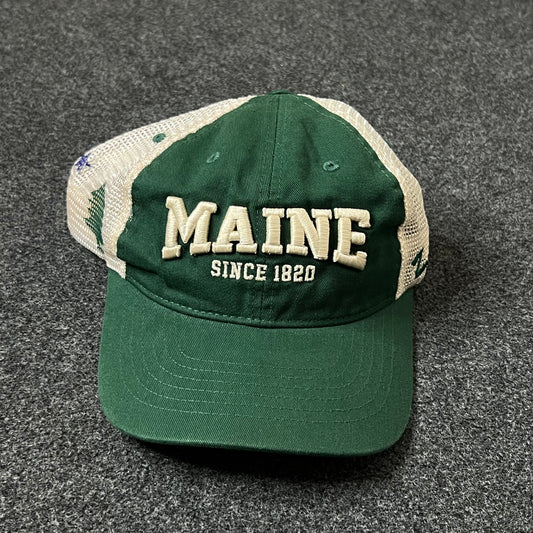 Maine Baseball Hat - Green & White