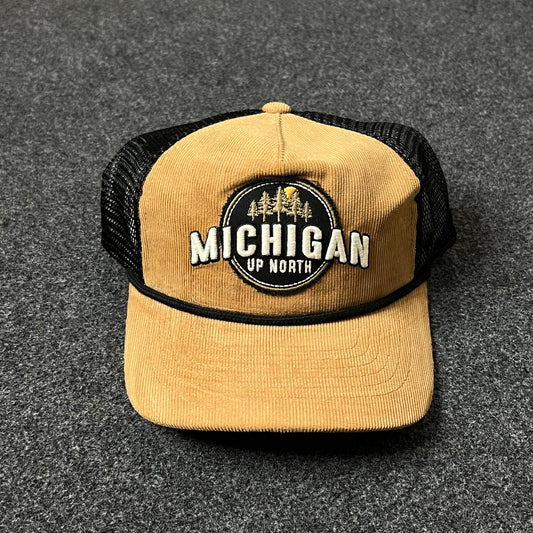 Michigan Up North Corduroy Baseball Hat – Tan & Black