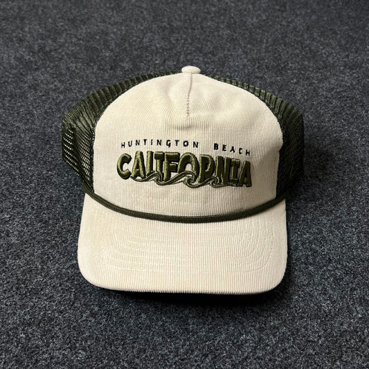 Huntington Beach California Baseball Hat – Tan & Olive