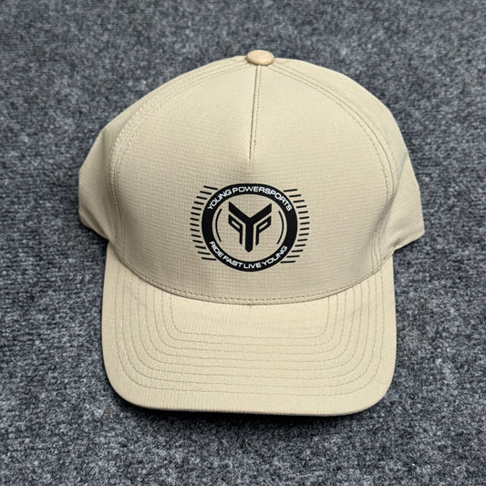 Young Powersports emblem in the Khaki/Sand colorway Cap
