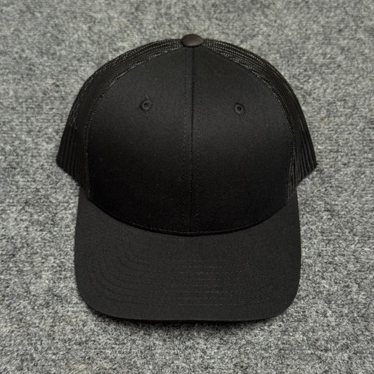 Solid Black Mesh Trucker Cap