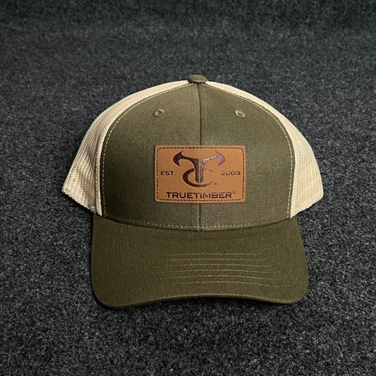 TC Ranch Trucker Cap – Olive, Tan & Leather Patch