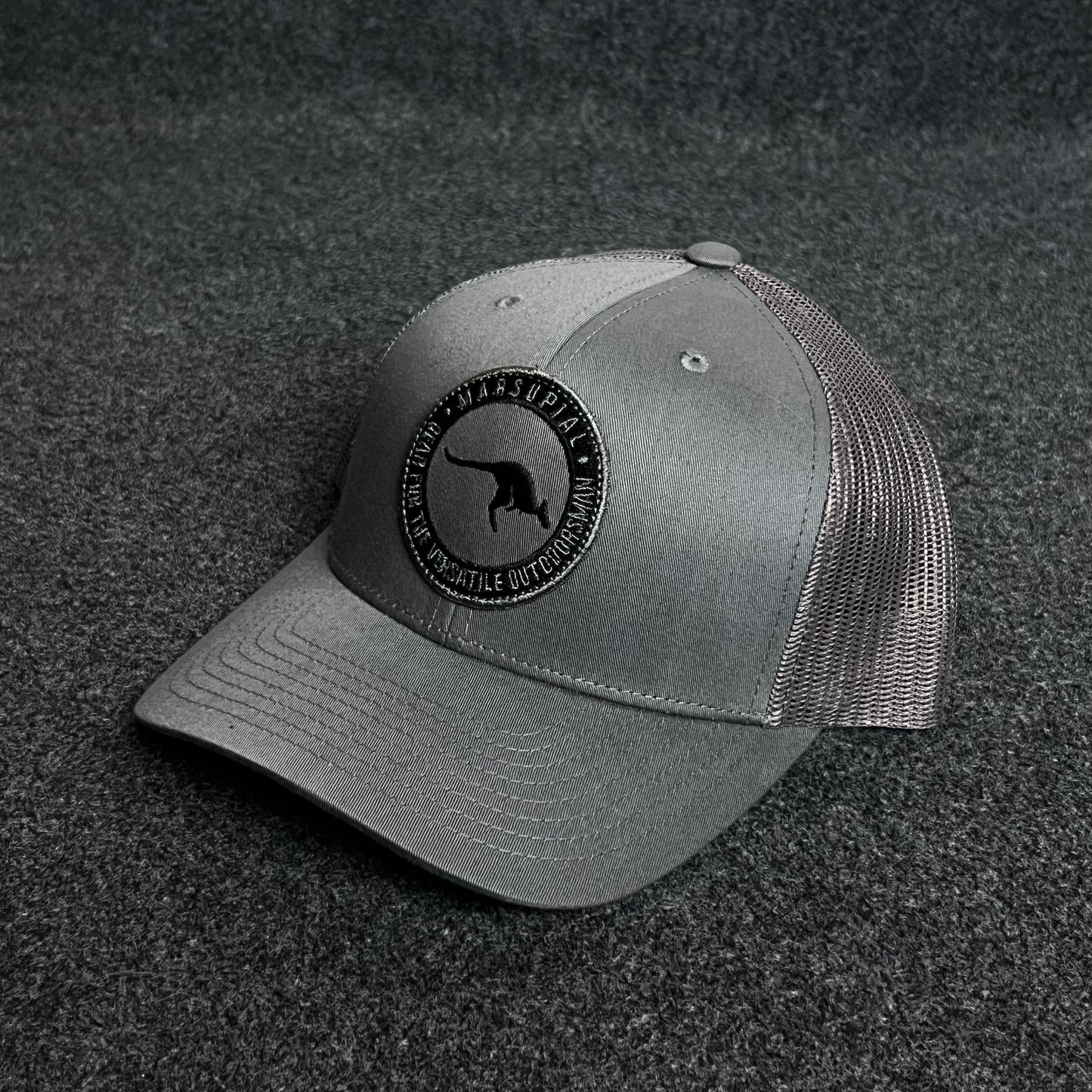 Kangaroo Outback Trucker Cap – Charcoal Gray & Black Mesh