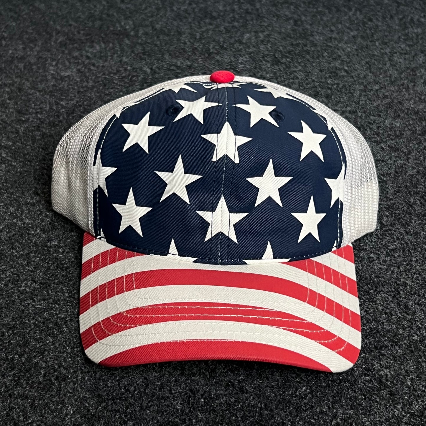 American Flag Mesh Trucker Cap โ Stars & Stripes Design