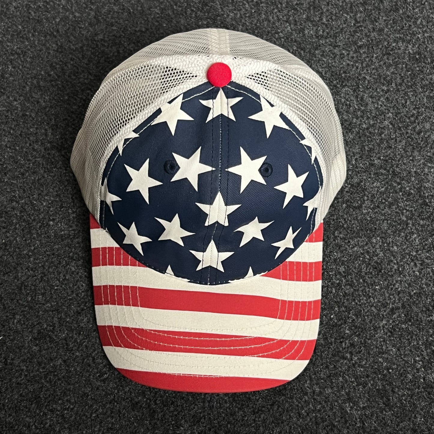 American Flag Mesh Trucker Cap โ Stars & Stripes Design