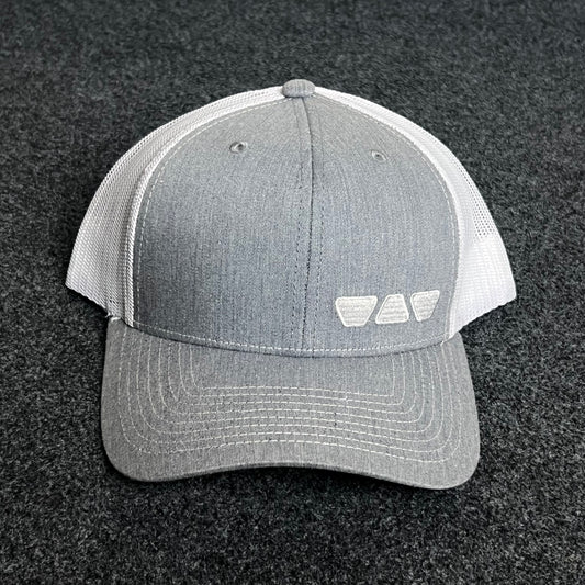 Gray & White Mesh Trucker Cap – Minimalist Shades Design
