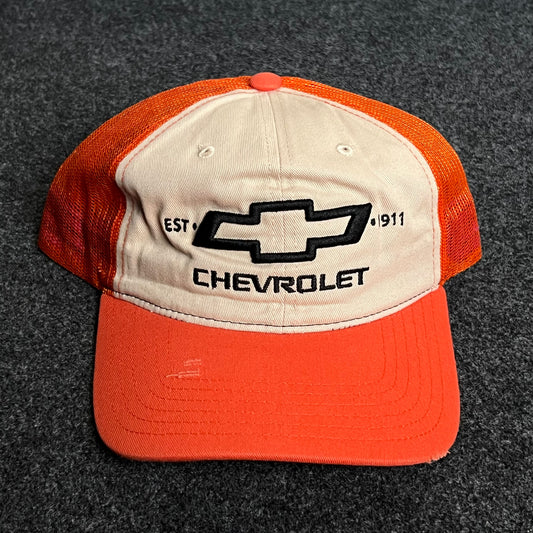 Chevrolet Mesh Trucker Cap – Orange & Cream Snapback Edition