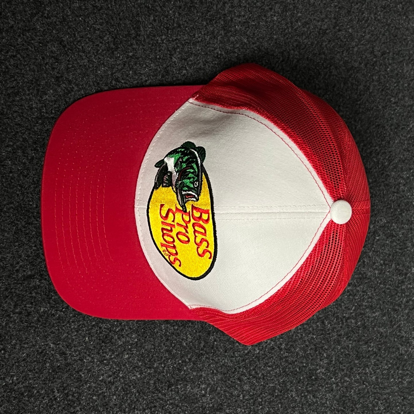 Bass Pro Shops Mesh Trucker Cap β Red & White Classic Edition