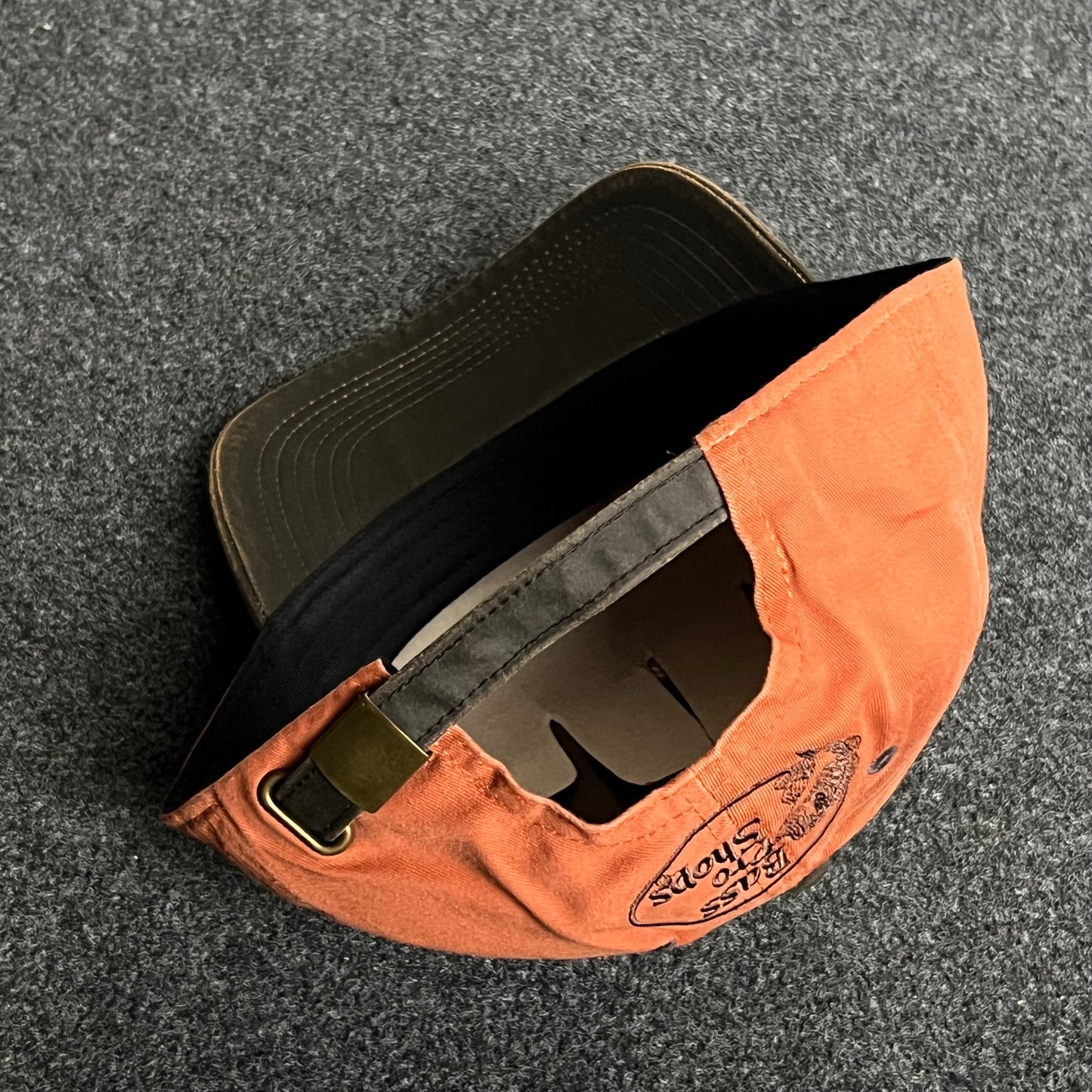 Bass Pro Shops Baseball Cap โ Charcoal & Burnt Orange (Canada Patch)