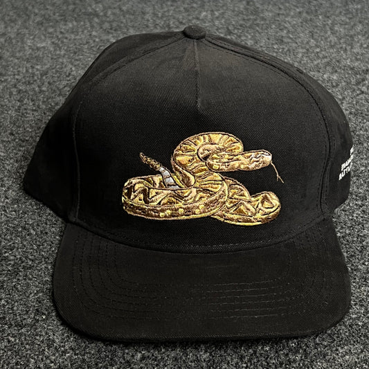 Snake Graphic Baseball Cap – Black (“DON’T TREAD ON ME”)