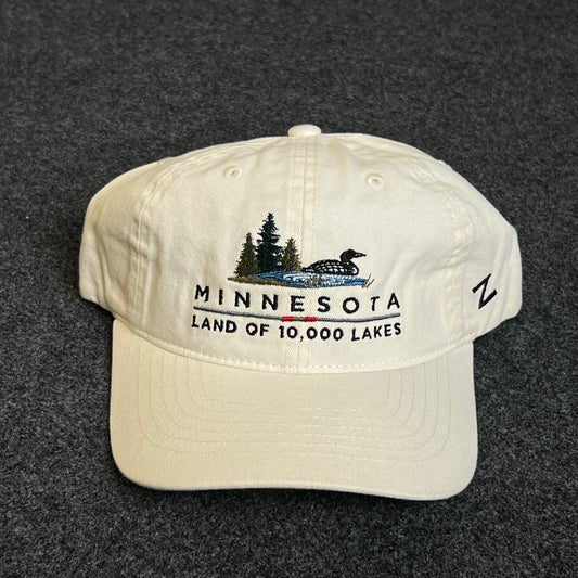 Unstructured Dad Cap – Cream “Minnesota • Land of 10,000 Lakes”