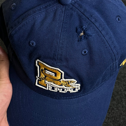 Unstructured Dad Cap – Navy Blue “PITT Panthers” (Distressed Brim)