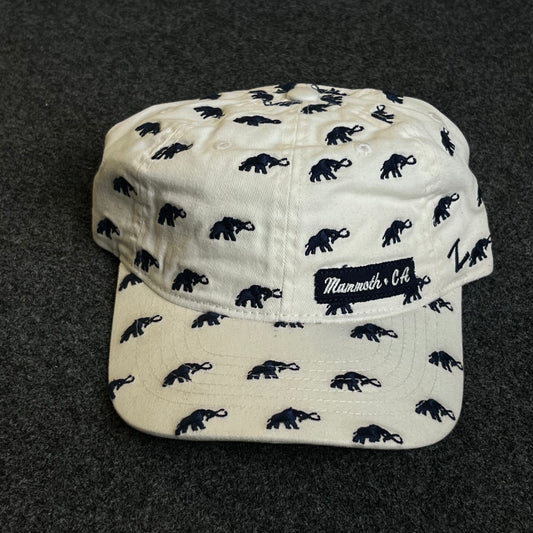 Unstructured Cadet Cap – Cream with Navy Mammoth Pattern (“Mammoth, CA” Patch)