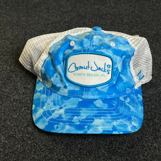 Mesh Trucker Cap – Blue Tie-Dye & White Mesh (Script Patch)